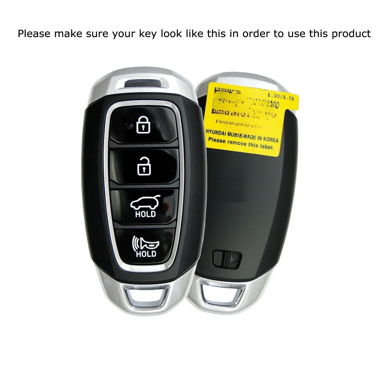 Gloss Finish Hard Shell Key Fob Cover Case, Compatible with 2018/2019-up Hyundai Kona Veloster Elantra GT Santa Fe Palisade 4-Button Smart Key Fob