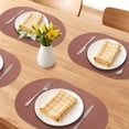 thumbnail image 2 of Oval Placemats Set of 4 Vinyl Placemats for Kitchen Dining Washable Heat Resistant Table Placemats Wipeable Table Mat Brownish 17.7x11.8inch, 2 of 6