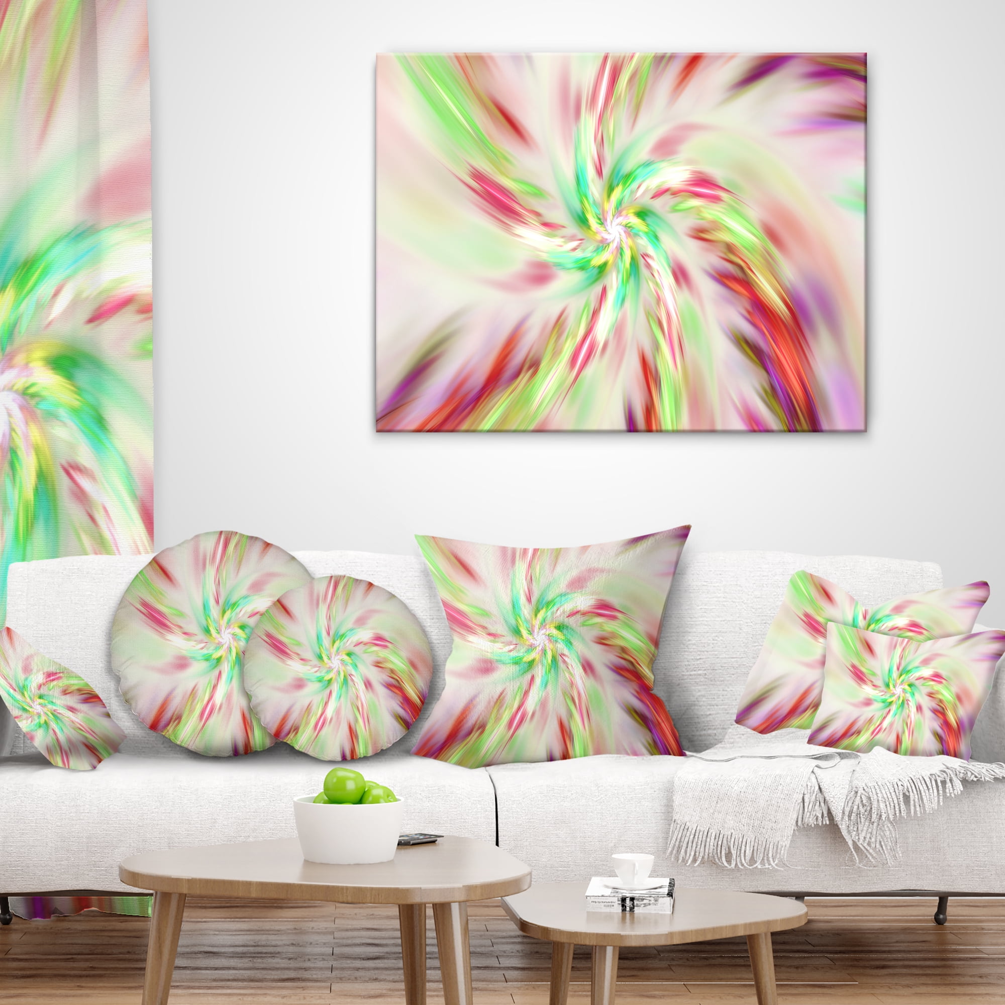 Designart Exotic Multi Color Spiral Flower - Abstract Throw Pillow - 18x18
