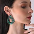 thumbnail image 2 of SOHI Green Gold-Plated Contemporary Drop Earrings, 2 of 5