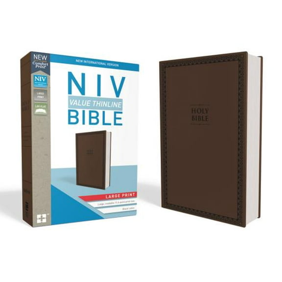 NIV, Value Thinline Bible, Large Print, Imitation Leather, Brown