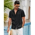 thumbnail image 4 of COOFANDY Mens Short Sleeve Shirts Button Down Tops Beach Spread Collar Plain Summer Blouses, 4 of 7