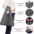 thumbnail image 5 of 5 Pack Foldable Shopping Bag,Black White Halloween Skull Pattern Reusable Grocery Bags with Pockets,Large Reusable Tote Bags with Handles Waterproof & Lightweight, 5 of 6