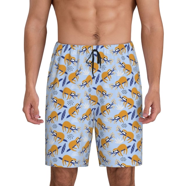Fotbe Cute Sloth Pantalones Cortos de Pijama para Hombre, Ropa de Dormir, Pantalones de Pijama Cortos para Hombre-4X-Large