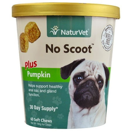NaturVet No Scoot Digestive Supplement for Your Dog's Healthy Anal Glands, 60 Tasty Soft
