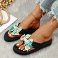 thumbnail image 2 of Cathalem Closed Toe Sandals for Women Casual Summer Womens Stripe Flip Flops Beach Pedicure Sandals for Women with Toe Separator Green 7, 2 of 5