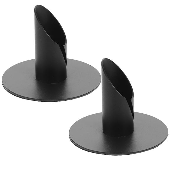 unbranded  2 Pcs Metal Pillar Candle Holder Wall Candles Stick Dinner Party Black