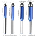 thumbnail image 2 of 4PCS Flush Trim Router Bit Set 1/4 Inch Shank Top Bearing Flush Trim Router Bit, 2 of 5