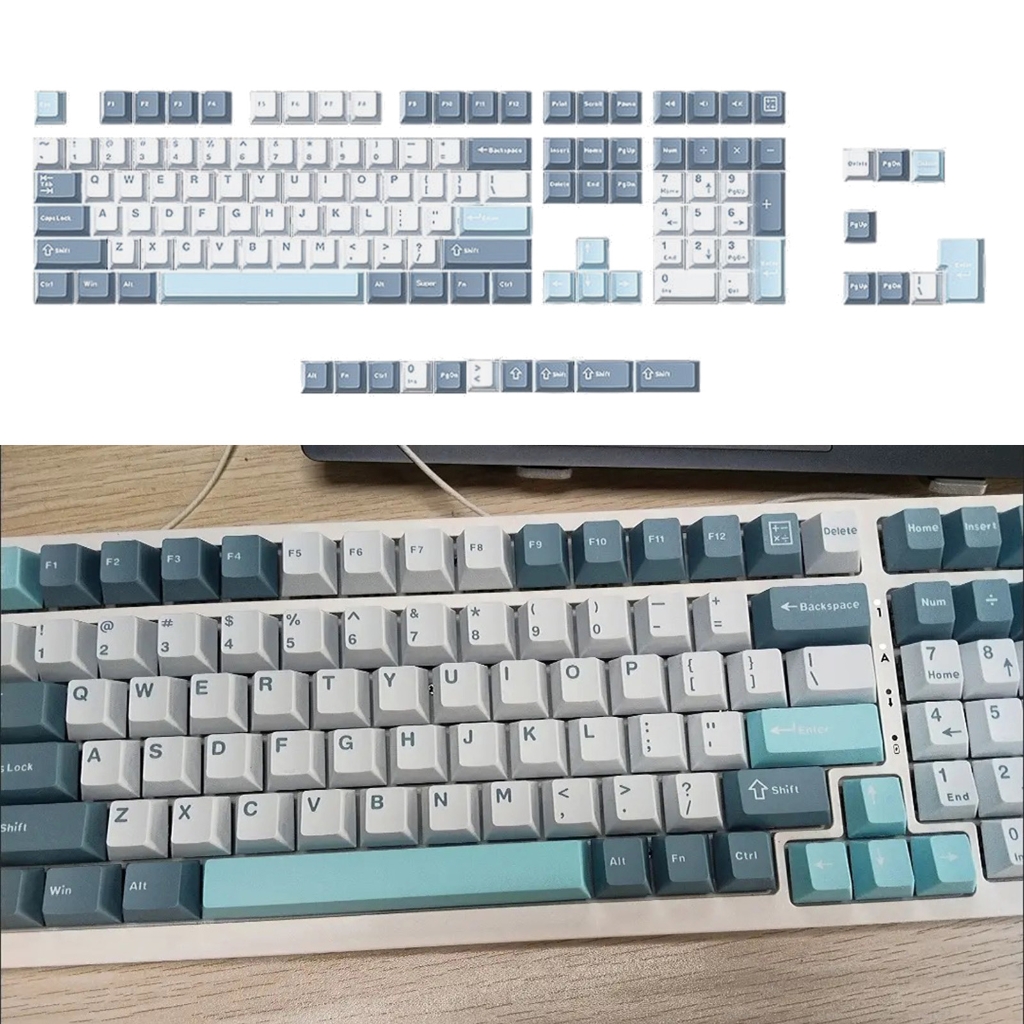 Zeiwohndc 126Keys PBT Keycaps Set Double Shot Macaron for Mechanical Keyboards