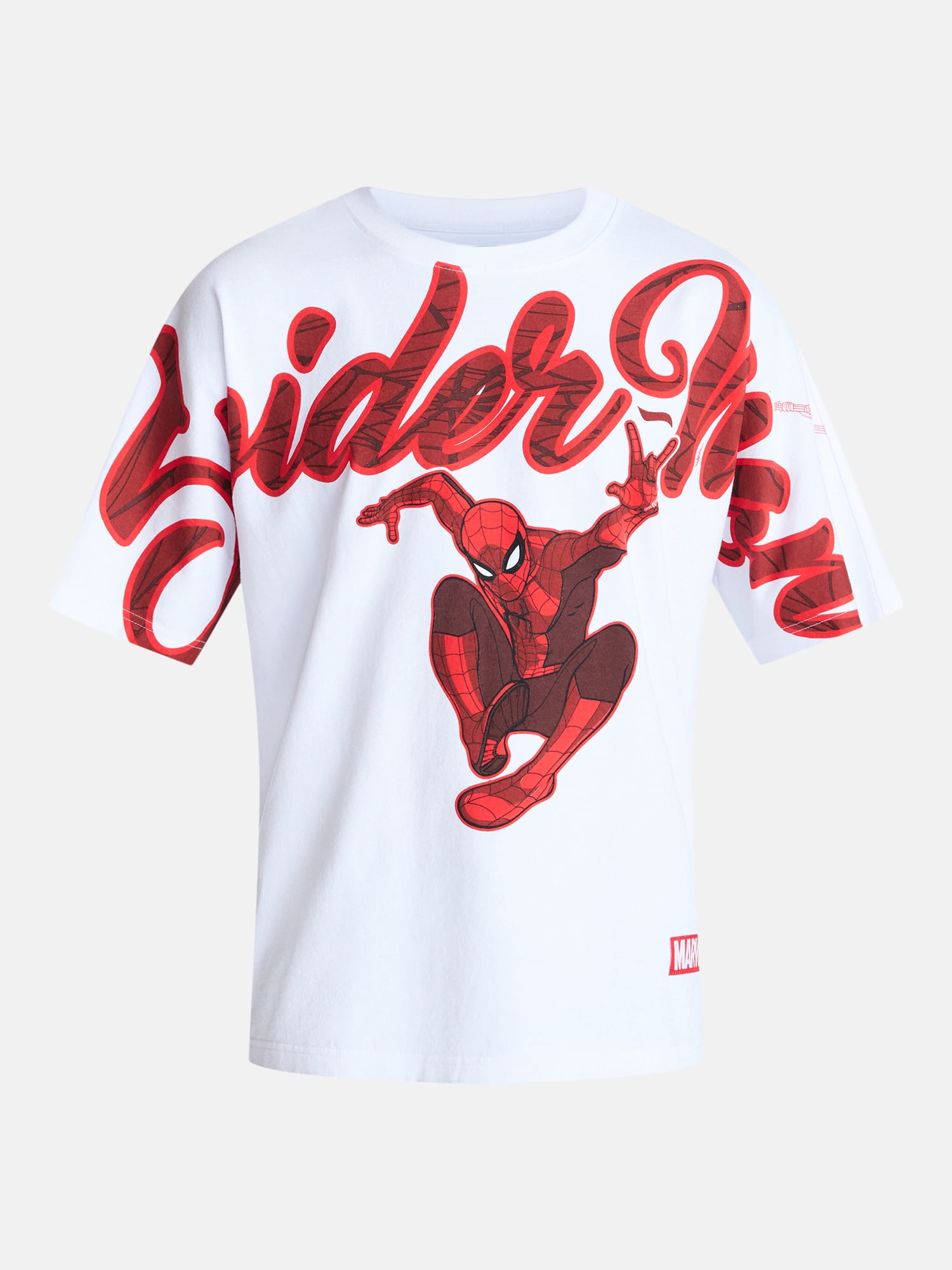 Spider-Man Men's Oversized Graphic Print Tee with Short Sleeves, Sizes S-3XL
