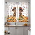 thumbnail image 4 of Fall Highland Cow Sheer Curtains 63 inches Long, Watercolor Pumpkin Flower Thanksgiving Light Filtering Sheer Window Curtains Rod Pocket Voile Drapes for Bedroom Living Room, 52"W x 63"L 2 Panels, 4 of 7