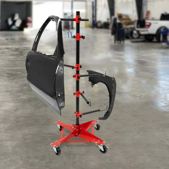 Panel Tree Paint Stand with 6 Hooks,Panel Holder Adjustable Center Post Hang Automotive Doors Fenders Bumpers Height 47"