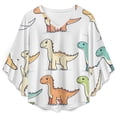 thumbnail image 4 of Cute Dinosaur Evolution Stickers Women's V-Neck Blouse With 3/4 Ruffled Bell Sleeves Casual Top Ladies Blouses, 4 of 7