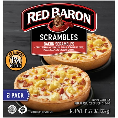 Red Baron Pizza, Deep Dish Singles Breakfast Bacon Scramble, 2 Ct. 11.72 oz