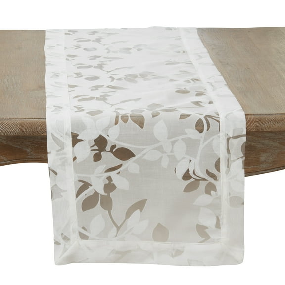 Saro Lifestyle Sheer Elegance Burnout Voile Vine Design Table Runner