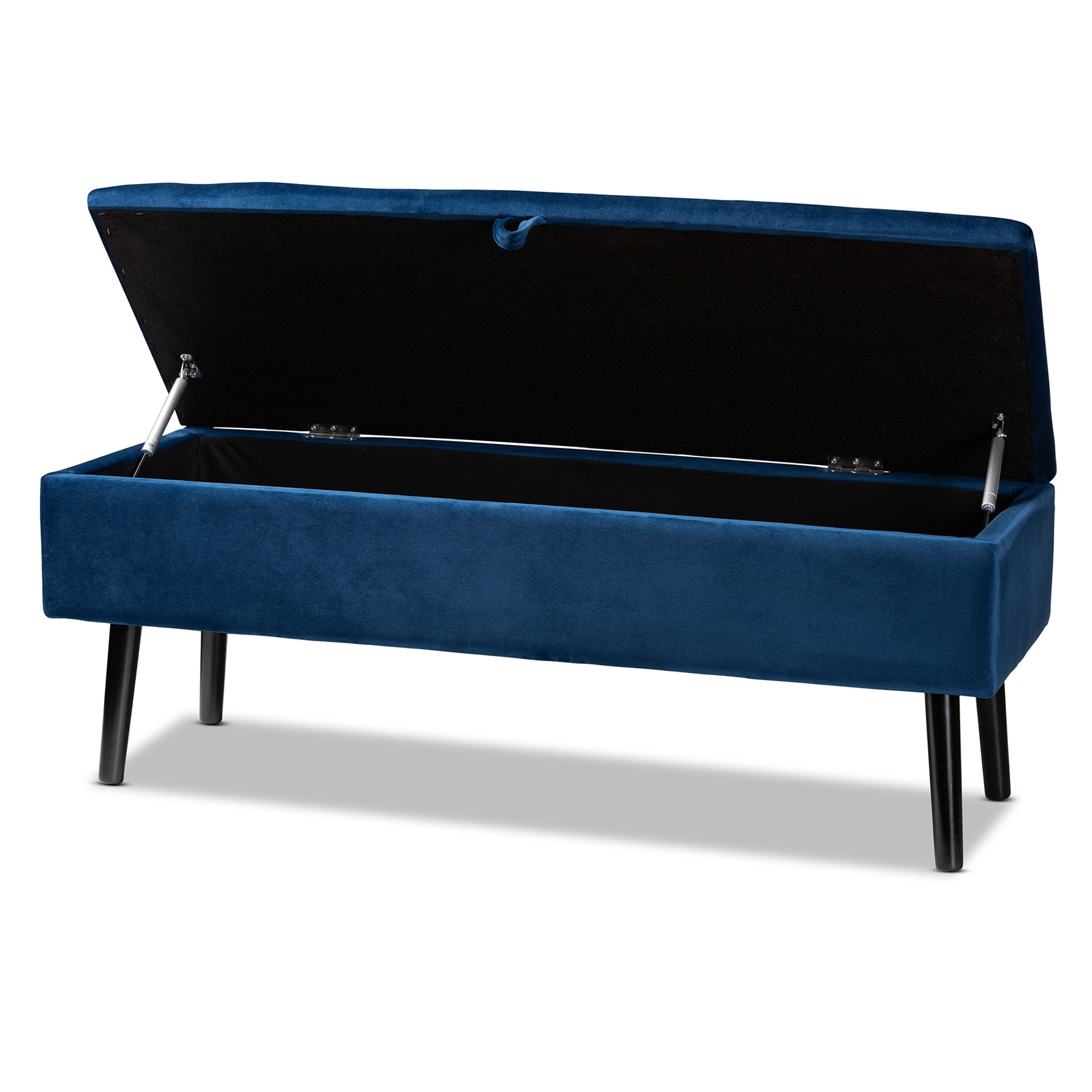 Baxton Studio Caine Upholstered & Tufted Bench, Navy Blue