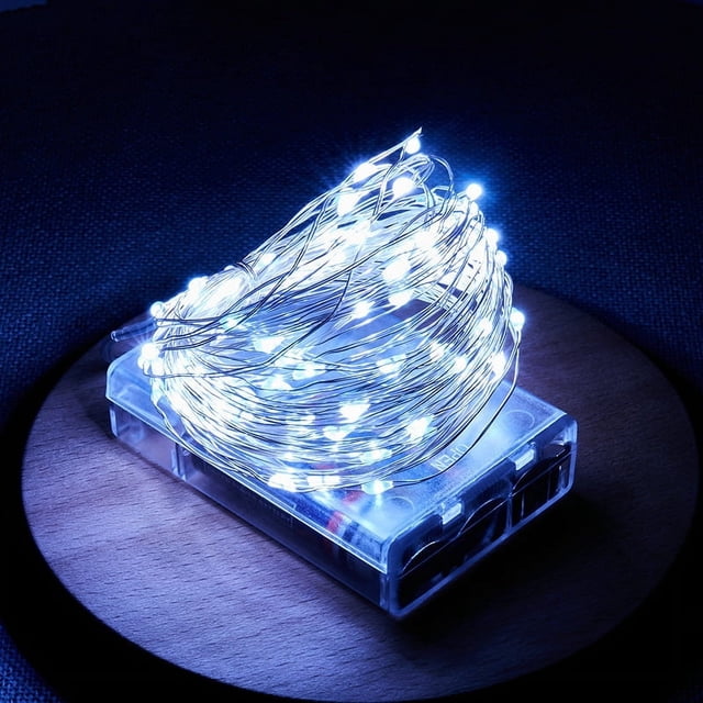 Cadena de luces LED con forma de caja de batería, alambre de cobre, decoración navideña, luz de color pequeña, luz de estrella, luz de ambiente, luz intermitente