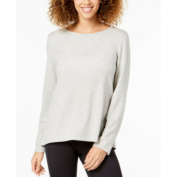 Ideology Womens Cutout-Back Long-Sleeve T-Shirt,Bright White,S