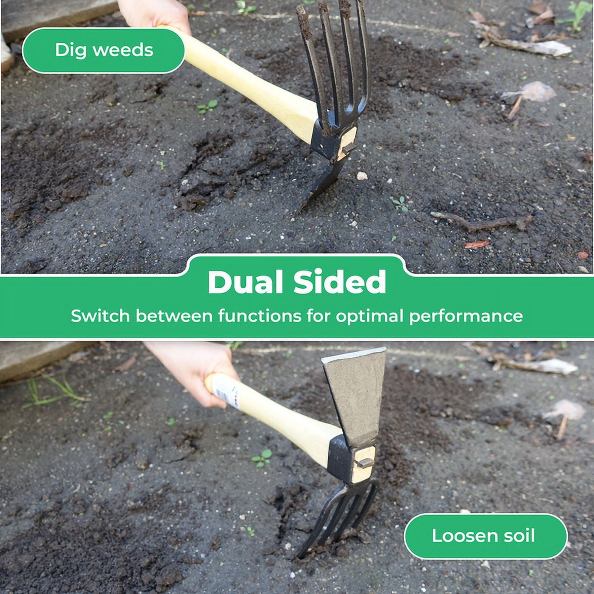 KUISUN Japanese Dual Sided Garden Cultivator – Handcrafted Garden Hoe & Tiller, Sturdy & Handy