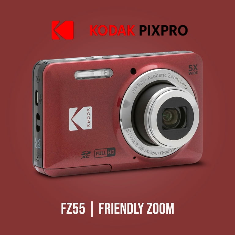 Kodak PIXPRO Friendly Zoom FZ55 Digital Camera (Red) Bundle with