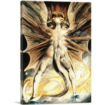 ARTCANVAS The Great Red Dragon and the Woman Clothed in Sun Canvas Art Print by William Blake - Size: 18" x 12" (0.75" Deep)