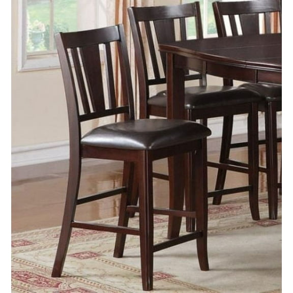 Dark Brown 24-inch Counter Ht Chairs Upholstered Seats Set of 2