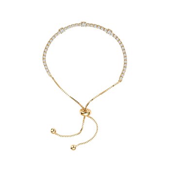 Mercie Sterling Silver Gold Vermeil Gold Adjustable Cubic Zirconia Bracelet, Dainty Jewellery for Women