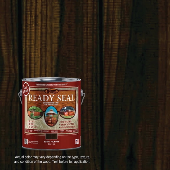 Ready Seal Goof Proof Semi-Transparent Wood Stain and Sealer - Oil-Based - 1 gal, Burnt Hickory — Exterior Wood Surfaces, UV-Resistant Formula