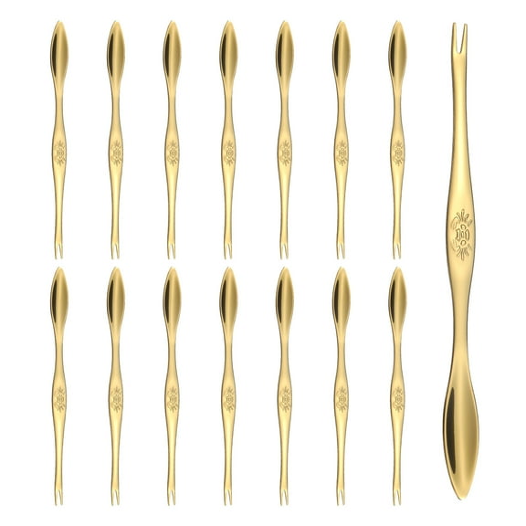 15 Pcs Stainless Steel Crab Forks 6.5 Inch Seafood Forks Crab Legs Cracker Utensils Seafood Picks Tools (Gold)