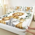 thumbnail image 3 of Manfei Wildlife Lions Twin Sheet Sets,Jungle Zebra Lions Twin Fitted Sheet,Kawaii Elephant Giraffe Flat Sheet For Men Women,Super Cozy Room Decor,3pcs, 3 of 7