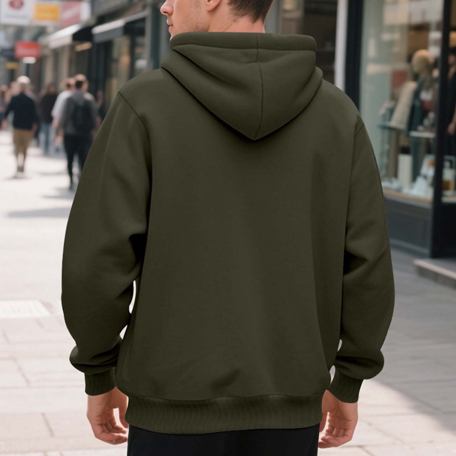 CFLVAEK Big and Tall Hoodies for Men Zippered Oversized Hoodie Sweatshirts Fall Winter Long Sleeve Hooded Jackets with Pockets Army Green S