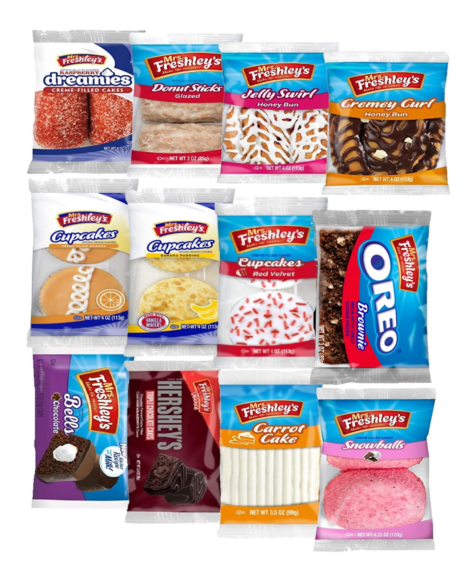 Mrs. Freshley's Variety Pack Cupcakes, Honeybuns, Donuts, Walmart