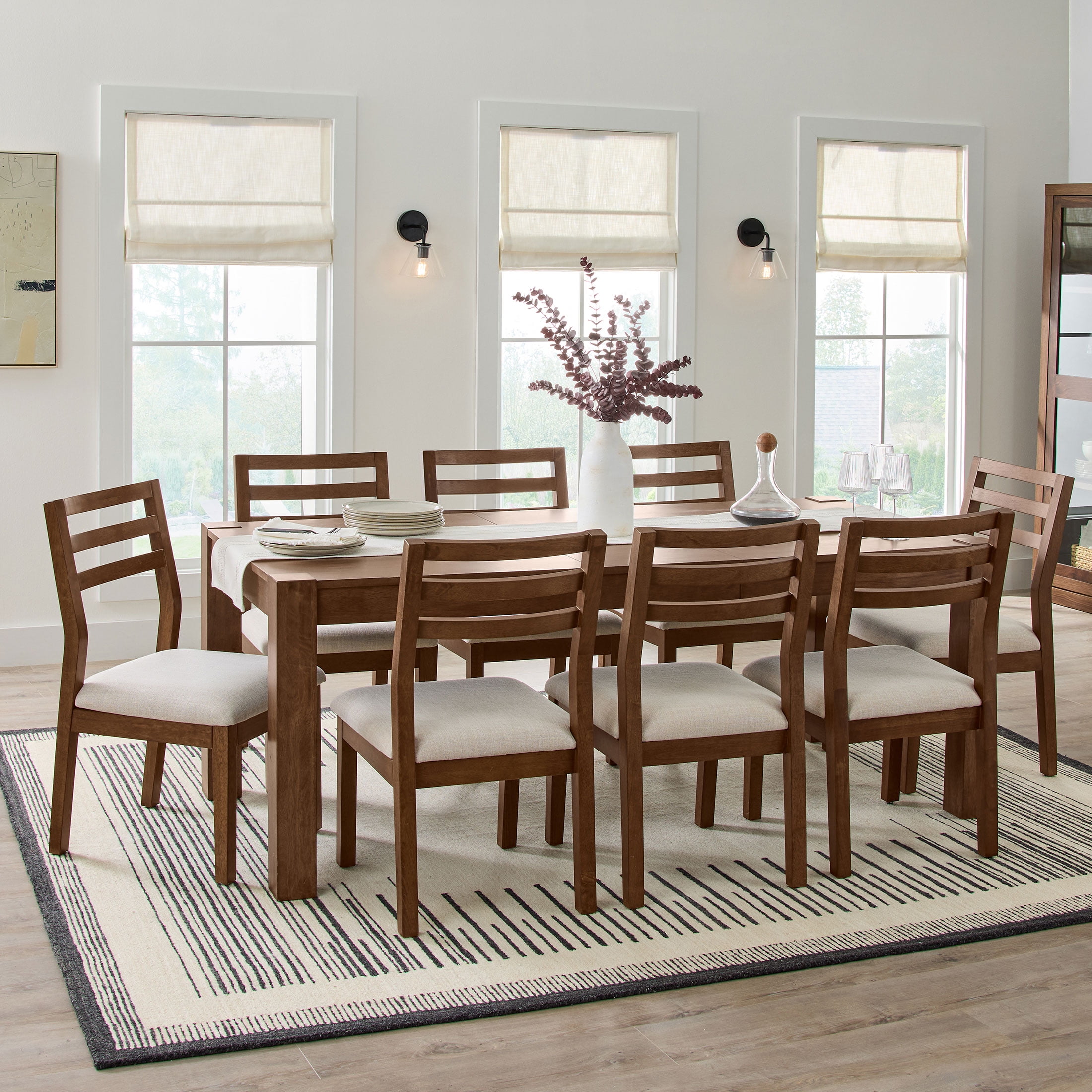 Better Homes & Gardens Bryant Solid Wood Extendable Dining Table, Walnut Finish