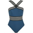 thumbnail image 4 of Hilor Womens One Piece Swimsuits Front Crossover Bathing Suits Sexy Mesh Monokini Swimwear, 4 of 9
