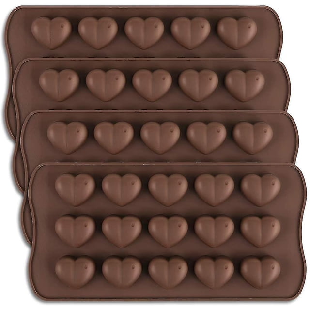 Juego de moldes de chocolate con forma de corazón de 15 cavidades de 4 piezas Corazón de San Valentín de silicona, kaili Sencillez