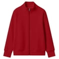 thumbnail image 5 of Besolor Women Zip up Jackets Long Sleeve Stand Collar Fleece Warm Fall Casual Outerwear Jacket Coat with Pockets(Large,Red), 5 of 5