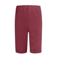 thumbnail image 5 of Knee Length Shorts for Women Summer Cotton Linen Elastic High Waist Straight Leg Side Split Hem Casual Shorts with Pockets, 5 of 5