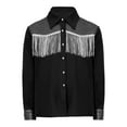 thumbnail image 3 of Aislor Girls Sequin Fringe Button Down Shirt Long Sleeve Sparkly Blouse Top Western Cowgirl Outfit Black 16, 3 of 7