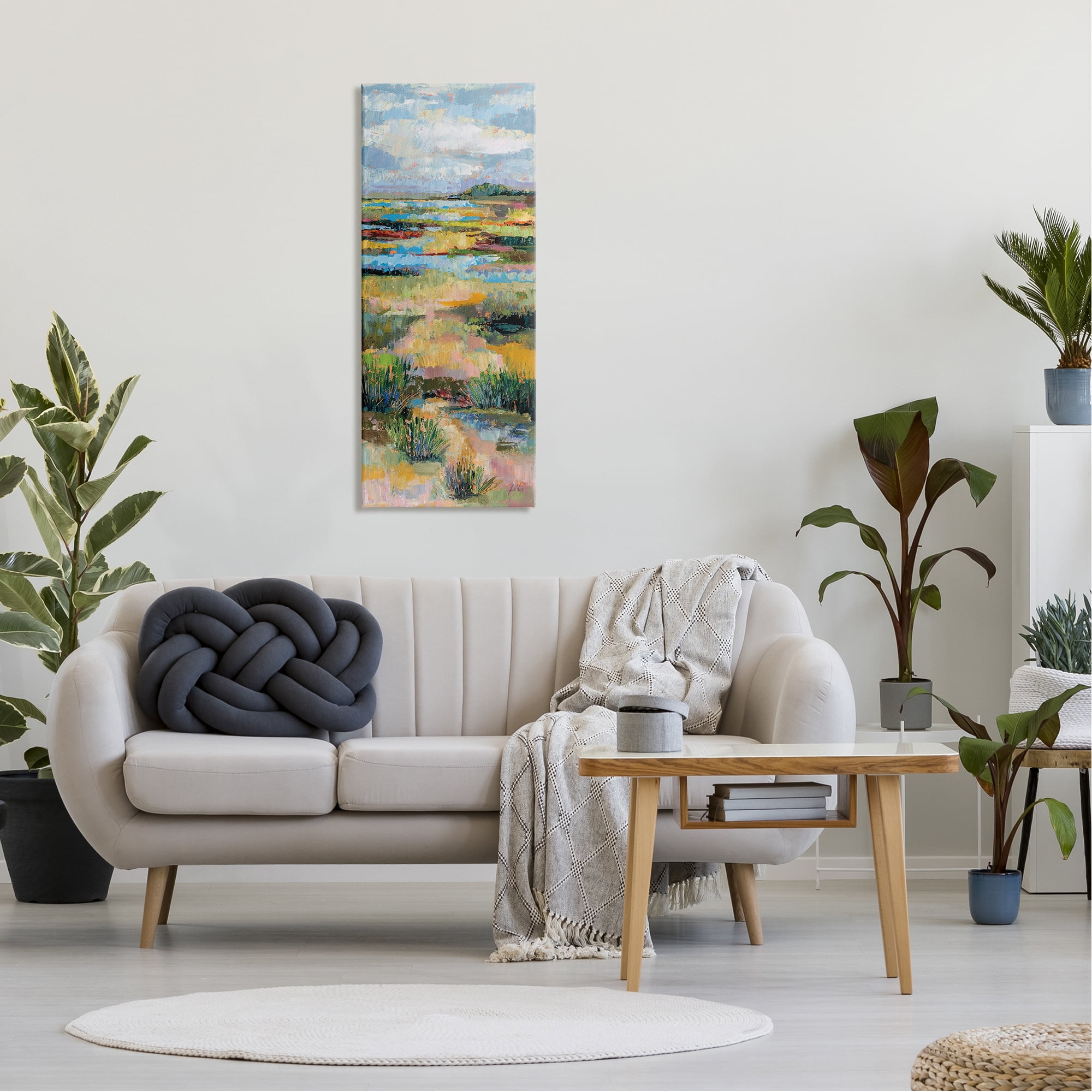 Stupell Industries Abstract River Landscape Landscape Painting Gallery Wrapped Canvas Art Print Wall Art, 17 x 40