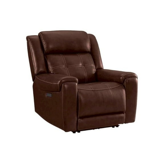 Intercon Furniture Regis Faux Leather Dual-Power Recliner in Brown