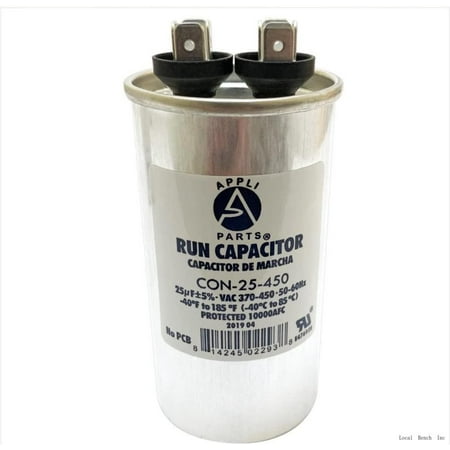 

appli parts run acitor for ac 25 mfd (microfarads) 370 vac or 450 vac cbb65 round universal fit for hvac and other applications in high in wide con-25-450