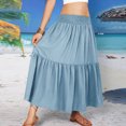 thumbnail image 6 of Women Skirt Fashion Women‘s Solid Color Casual Elasticity High Waist Tiered Skirts Skirt for Women Light Blue S, 6 of 9