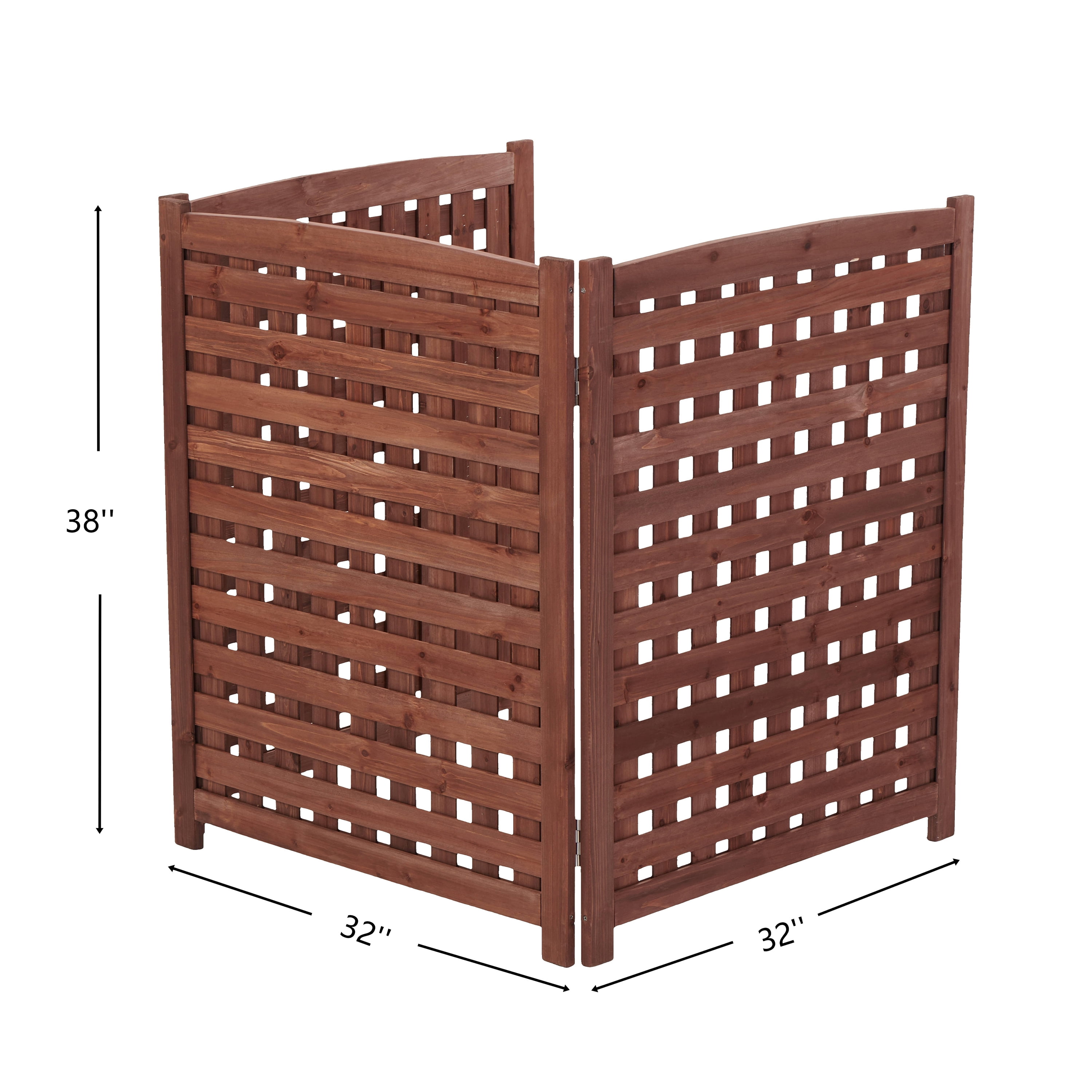 3-Panel Solid Wood Outdoor Air Conditioner Privacy Fence Screen, 32"W×38"H Weather Resistant Slatted Enclosure Fence for AC Unit Trash Can Pool Pump Garden Patio