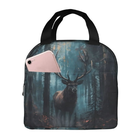 Insulated Lunch Bag for Women Men - Mystical Forest Elk Leakproof Cooler Lunch Box for Women Men  Lunch Tote Bags for Work School Picnic Travel