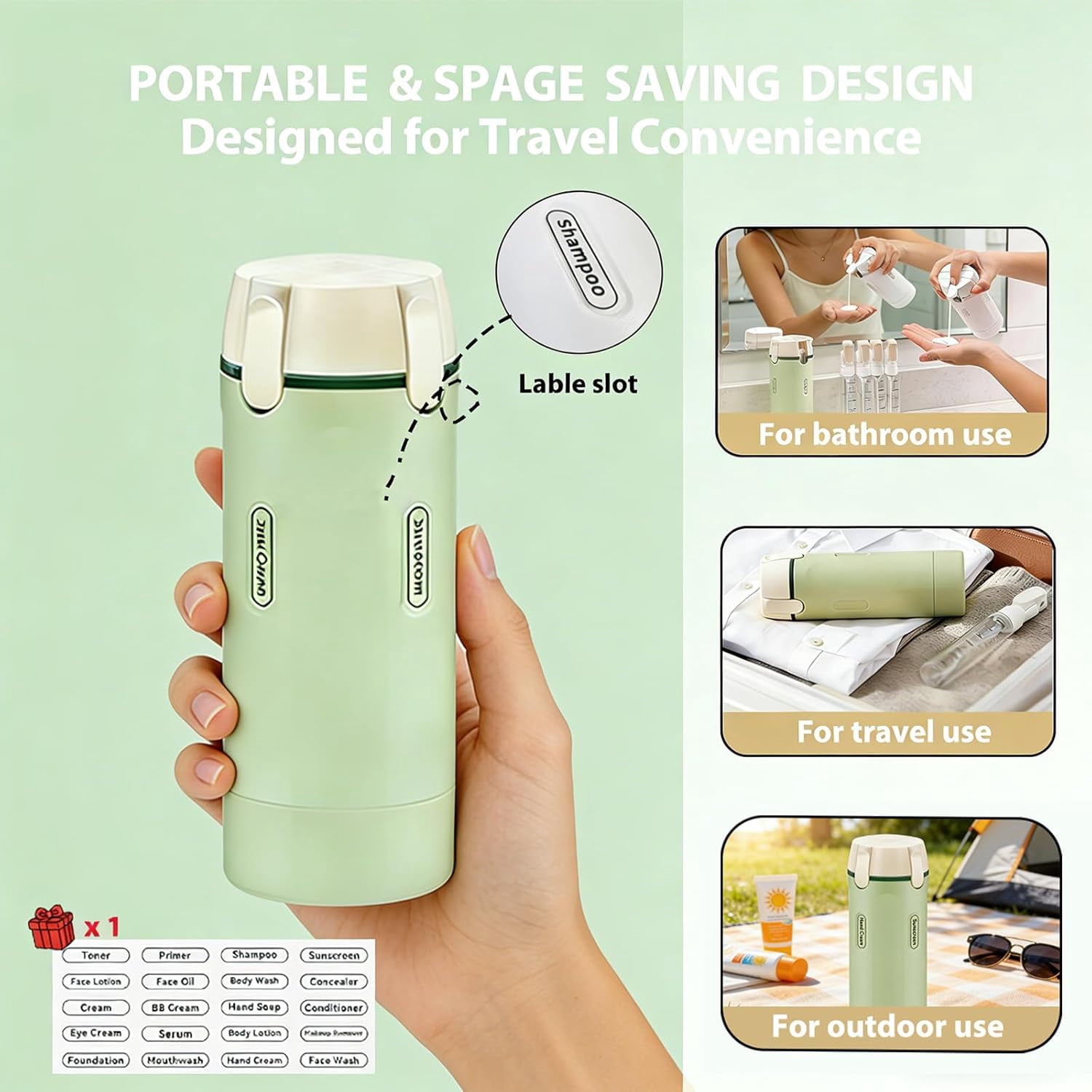 4 in 1 Travel Dispenser Bottle, 4 Pack 30ML Travel Bottles for Toiletries, Leakproof Refillable Pump Containers, TSA Approved Travel Size for Shampoo Lotion Conditioner, Travel Essentials