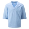 thumbnail image 4 of hoksml Mens Oversized V Neck Textured T Shirts 3/4 Sleeve Breathable Comfortable Casual Tees for Daily Wear Casual Outings, 4 of 5