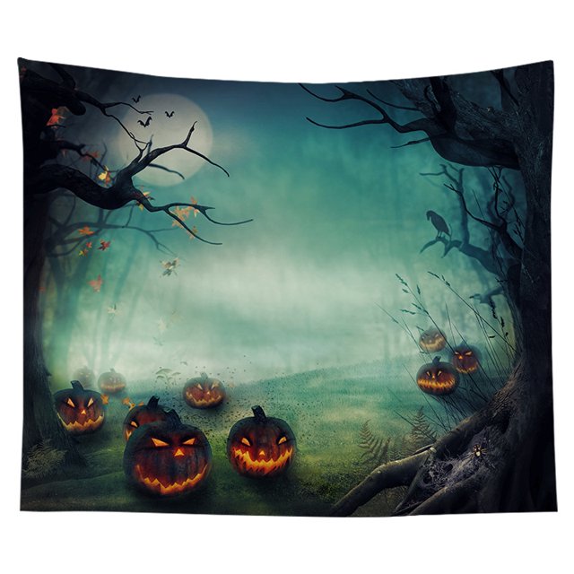 Tapiz de Halloween, Calabazas del Bosque, Árbol Espeluznante, Telaraña, Tapices con Tema de Terror, Tapices de Pared, Dormitorio, Sala de Estar, Dormitorio, 73 x 95 CM