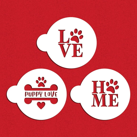 Puppy Love Cookie Stencil Set | Cookie Decorating Tools | Baking Stencils for Royal Icing, Airbrush | Reusable Plastic Food Grade Stencil | Easy to Use & Clean | C1080 by Designer Stencils