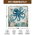 thumbnail image 7 of nqOlkjepod Teal Coastal Octopus Chair Covers Set of 6, Decorative Chair Back Cover, Vintage Summer Beach Nautical Coral Dining Room Chair Slipcovers Removable Chair Protectors Covers for Party, 7 of 7