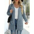 thumbnail image 5 of JWD Women's Cardigan Slim Fit Ribbed Cardigan Knitted Sweater with Pockets Grey blue S, 5 of 9